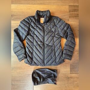 Tommy Hilfiger Women's Dark Green/Navy Plaid Puffer Jacket